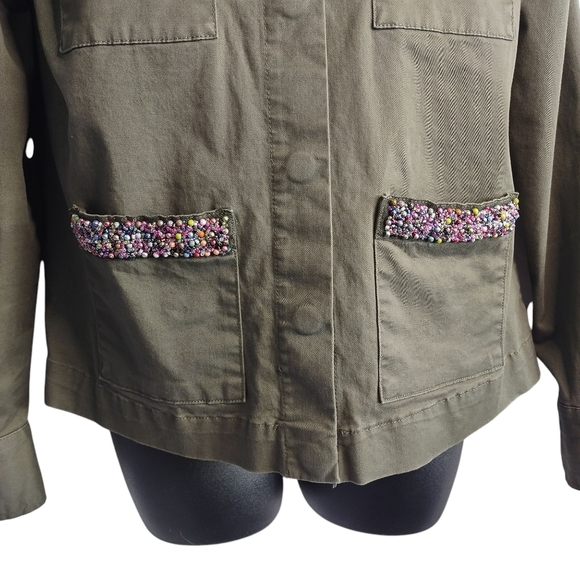 a new day Women's Military Green Embellished Pockets Jacket Size Medium - Picture 7 of 15